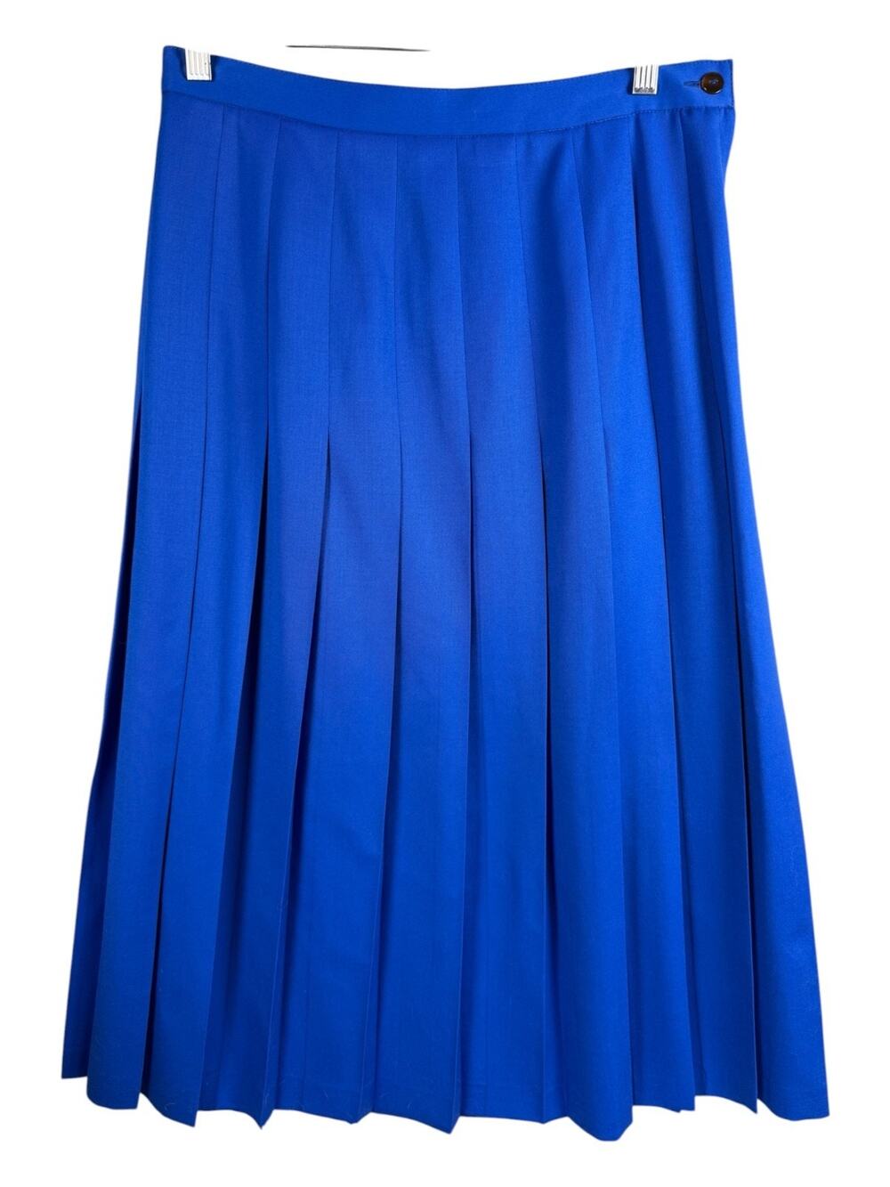 Vintage Harve Bernard Size 14 100% Wool Pleated Midi Skirt Royal Blue 32" x 33"